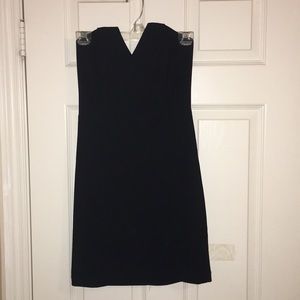 Black bodycon V neck dress